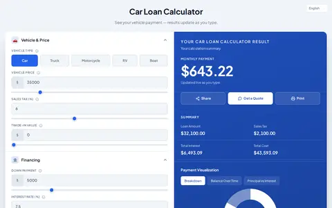 Spotlight theme, light mode: Results on a bold brand-color spotlight panel next to the inputs.
