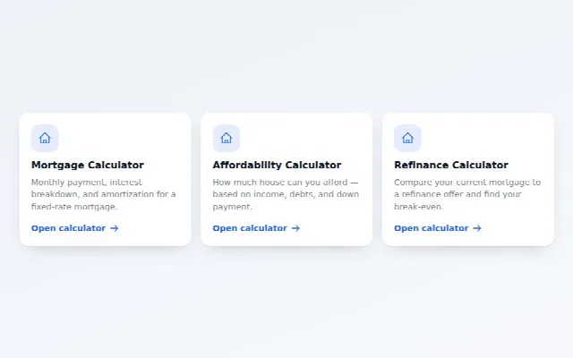 Cards grid widget, Elevated design: White cards with a soft shadow and lift.