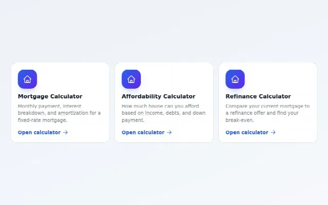 Cards grid widget, Gradient design: Bold gradient icon tiles.